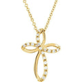 14K Yellow 1/10  Natural Diamond Cross 18" Necklace 651692:100:P