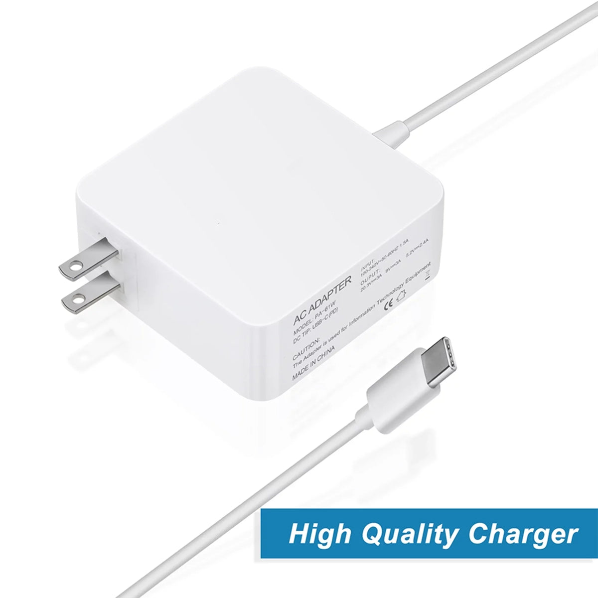 Compatible White 65W Type-C  Adapter Charger Replacement for Lenovo 300e Chromebook 2nd Gen  Type 81QC