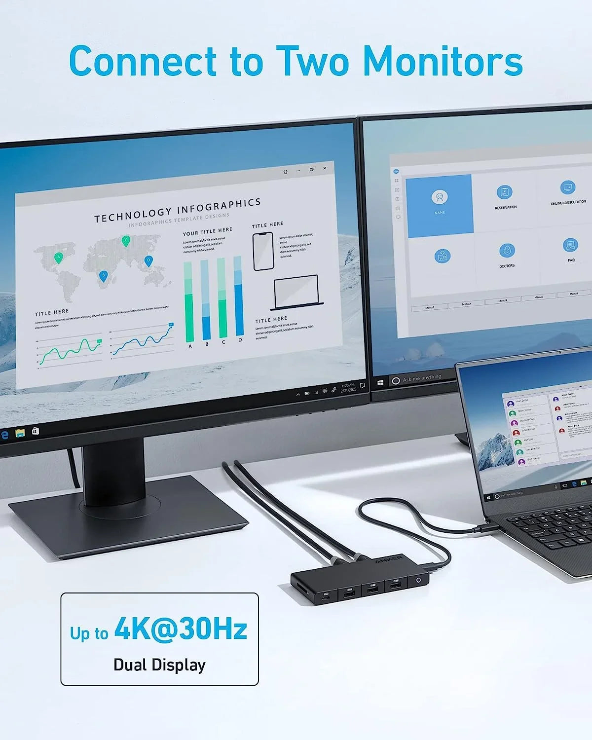 Anker 364  C Hub (10-in-1, Dual 4K ) with Max 100W Power Delivery, Dual 4K  Ports, 4 -A and -C Data Ports, Ethernet and  Card Slot for Dell Laptop, ThinkPad, and More