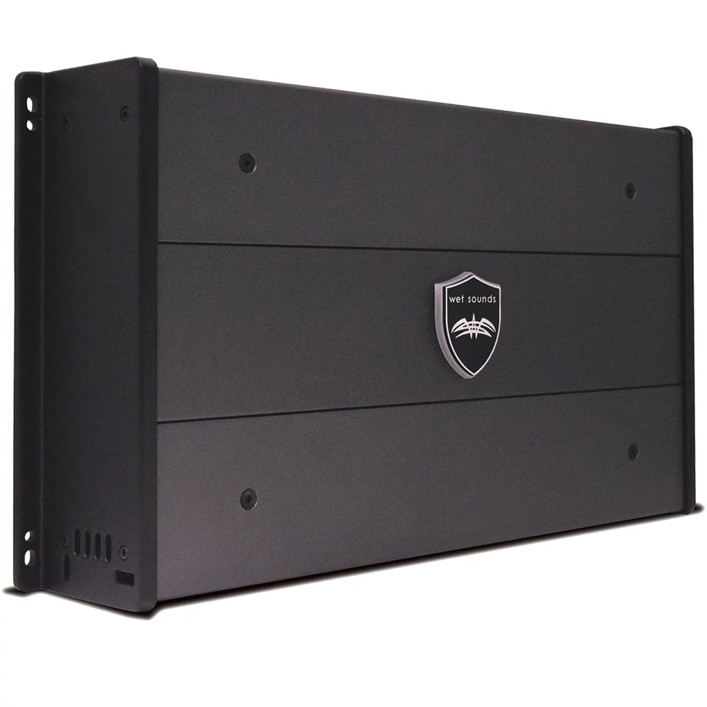 Wet Sounds REV8B- 8" Black Tower Speakers with Stainless Steel Fixed Mini Clamps & -DX2.3 1200 Watt Amplifier