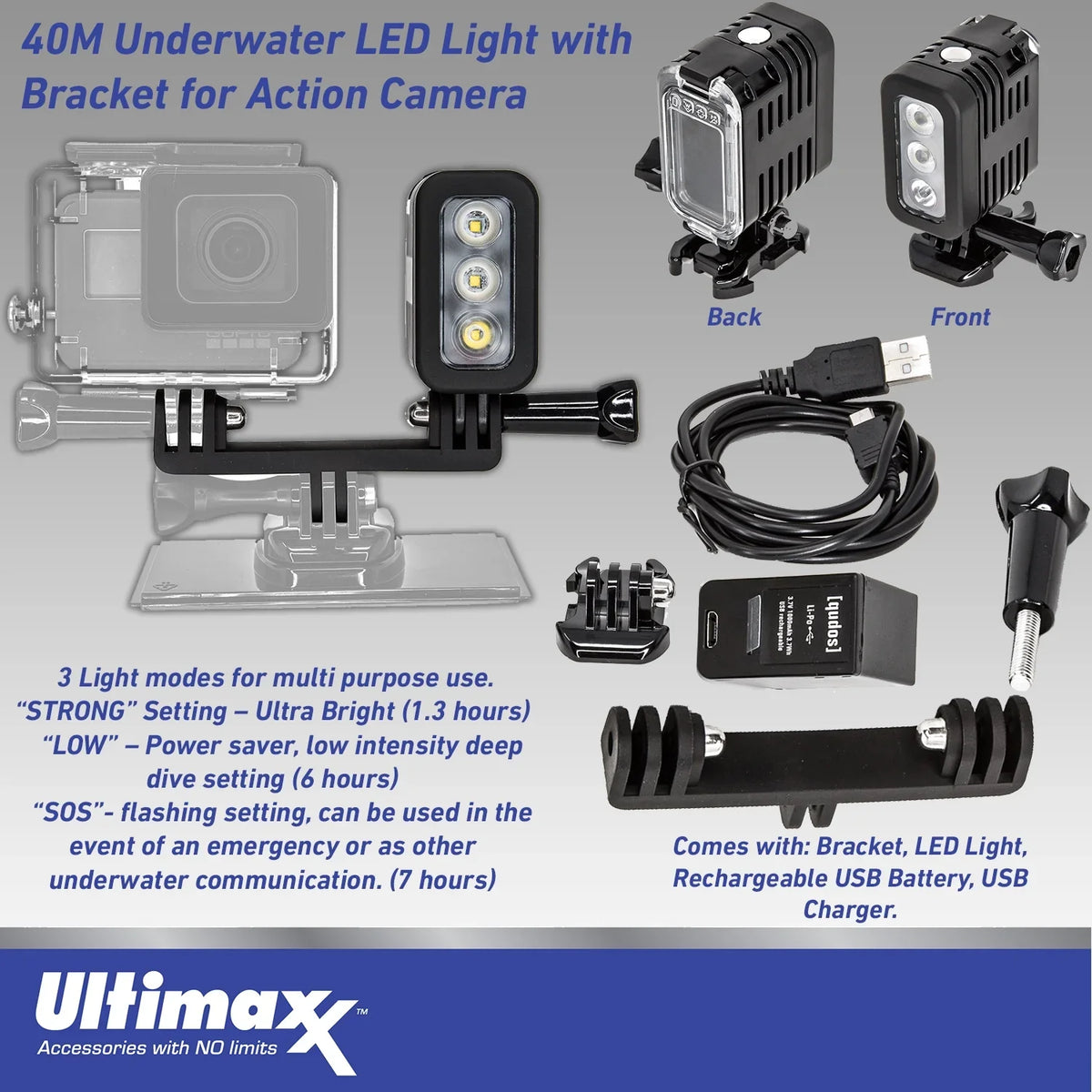 Ultimaxx Premium GoPro Hero 12 Bundle - Includes: 64GB Extreme microSD Memory Card, Replacement Battery, 40M Underwater  Light & Much More (30pc Bundle)