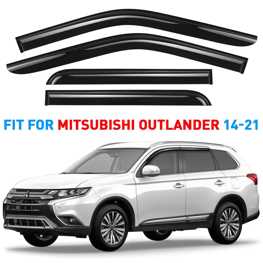 GrandWheel Co Smoke Tinted Tape-On Side Window Vent Visor Deflectors Rain Guards Compatible with Mitsubishi Outlander 2014-2021 - 4pcs. GW0389