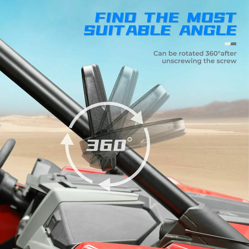 Rear View Mirrors Set 1.75"-2" Bar Clamp Center Mirrors Compatible with Polaris  900 1000 Can-Am X3