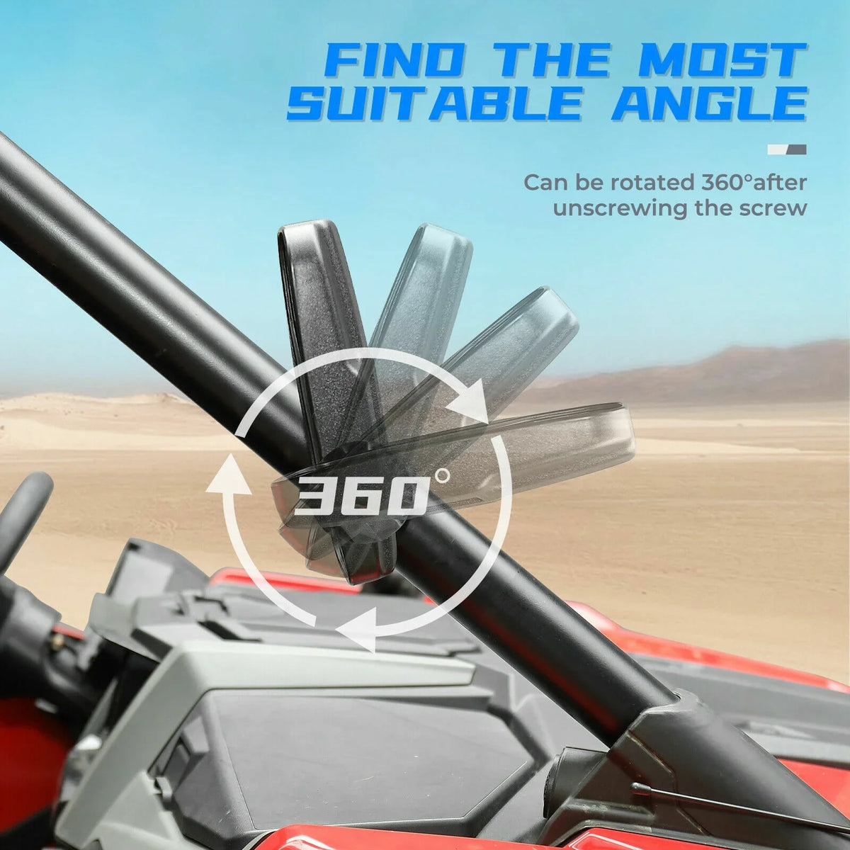 Rear View Mirrors Set 1.75"-2" Bar Clamp Center Mirrors Compatible with Polaris  900 1000 Can-Am X3