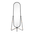 Modern Adjustable Standing Mirror with Black Frame and Copper Accents
