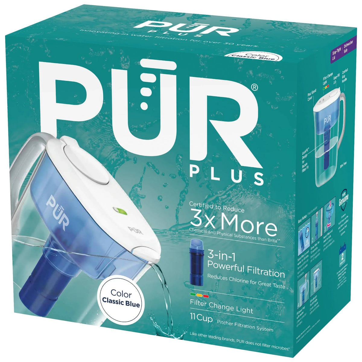 11 Cup Water Pitcher Filtration System White/Blue PPT110WA