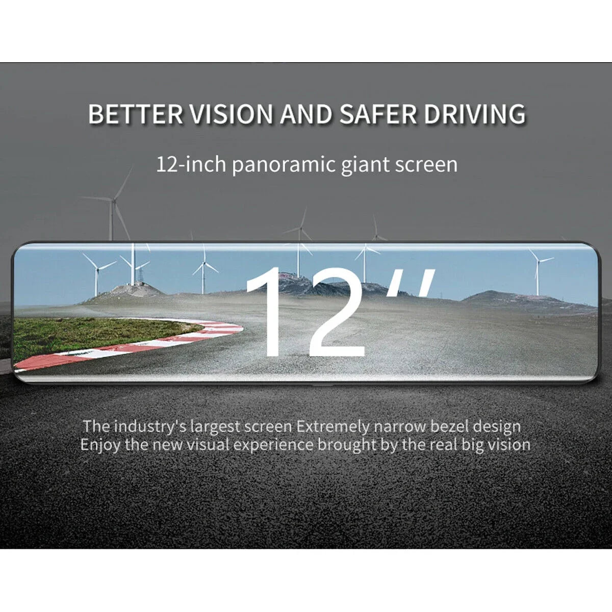 4K Mirror Dash Cam Backup Camera 12" Large Full Touch Screen Front and Rear View Camera  Waterproof Backup Car Camera 170° Wide Angle, Starlight Night Vision, Parking Monitor