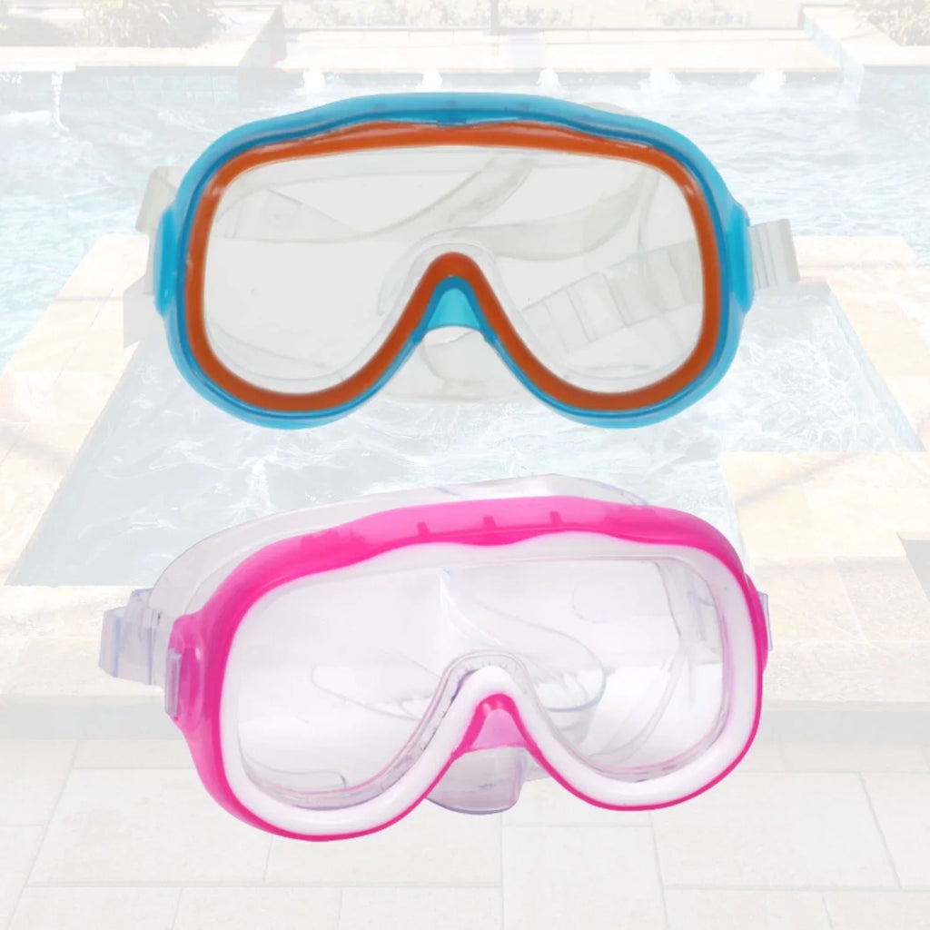 Summer Kids Eyes and Nose Safety Pool Goggles, Outdoor Fun  Swim Masks Set of 4 &  Storage Carrier (Color vary)
