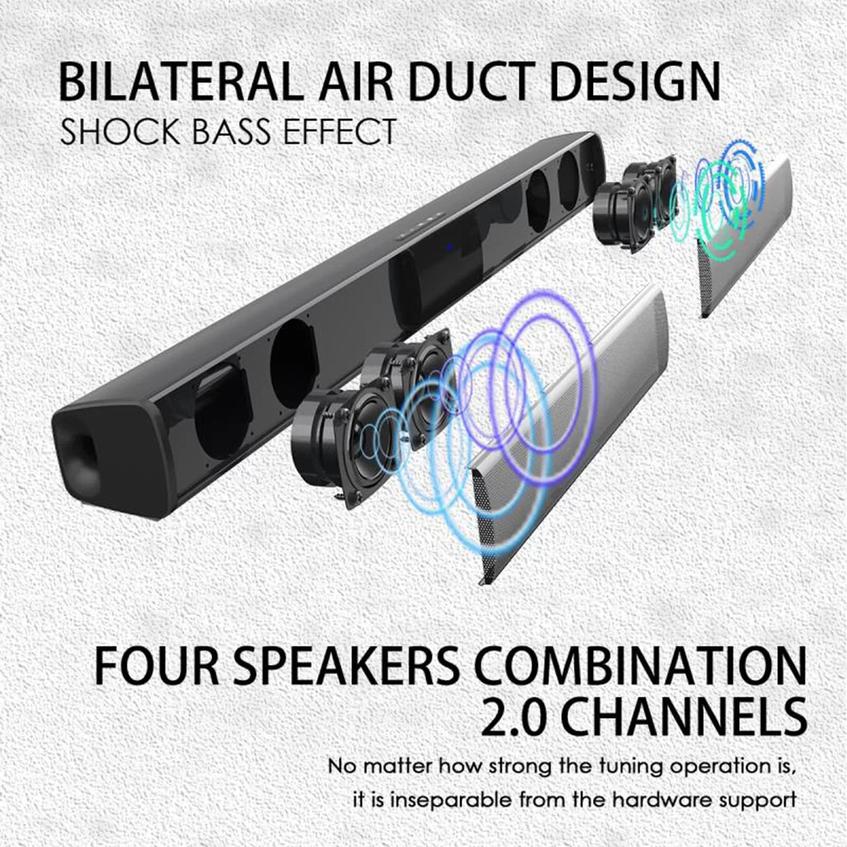 Sound Bar Bluetooth Speaker Surround Sound System Wired & Wireless 22 inch  Sound Bar