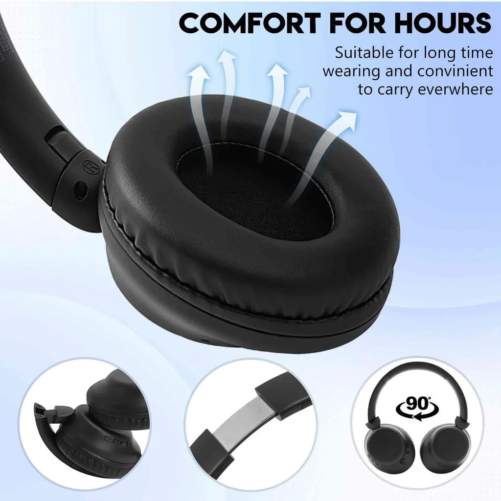 UrbanX UX991 Wireless Bluetooth Stereo Earphones High Resolution Audio Deep Bass Superior Comfort Over The Ear Headphones with Mic for  Desire 12 phone Call Support
