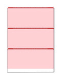 Zapco High-Security Check Paper, Red w Complex Background Pattern, 8-1/2" x 11", Microperfed with 3-Up Checks, 12 Security Features -   100