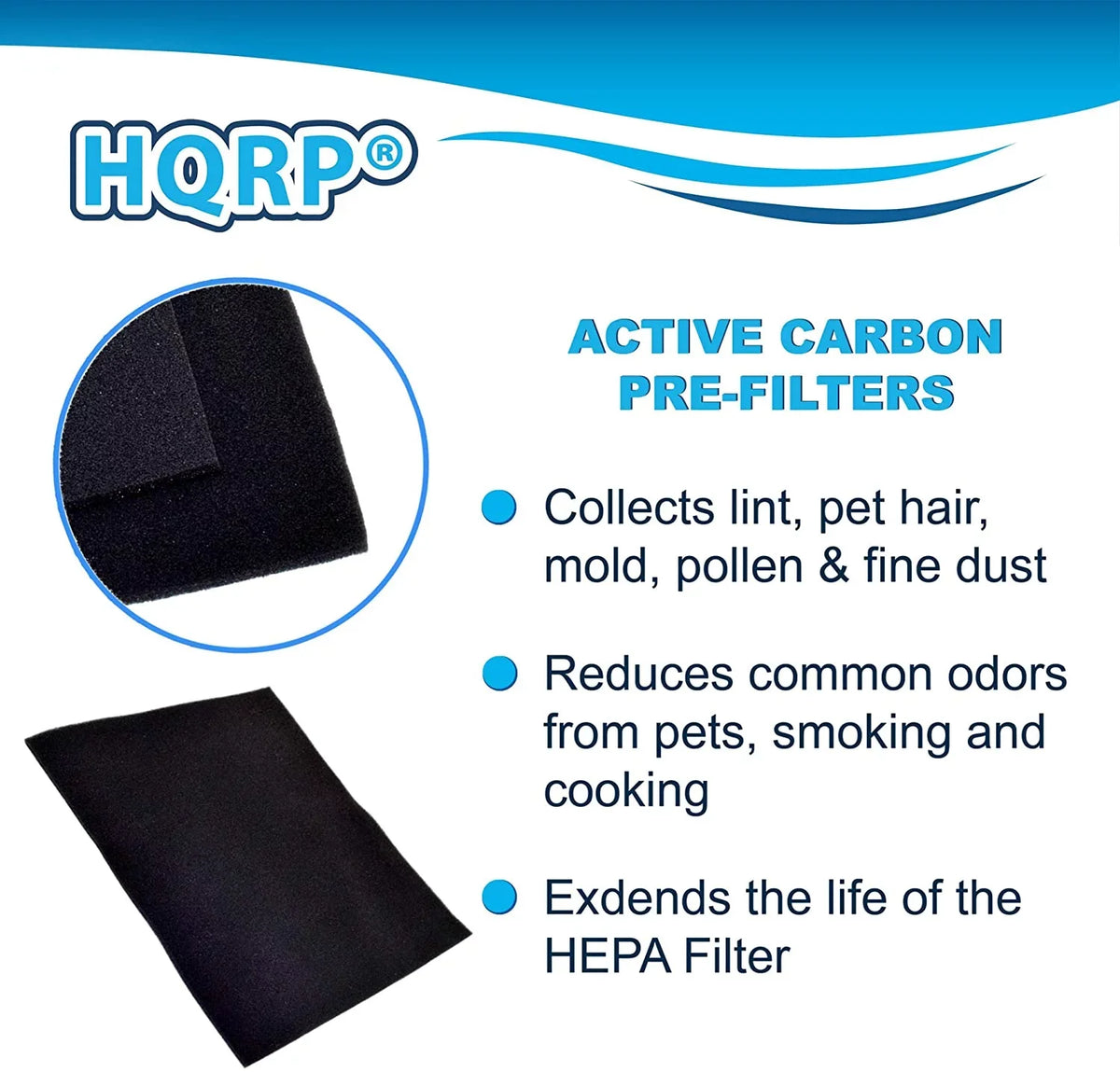 6-pack Activated Carbon Filter for Vornado MD1-0023 Replacement fits AC300, AC350, AC500, AC550 Air Purifiers