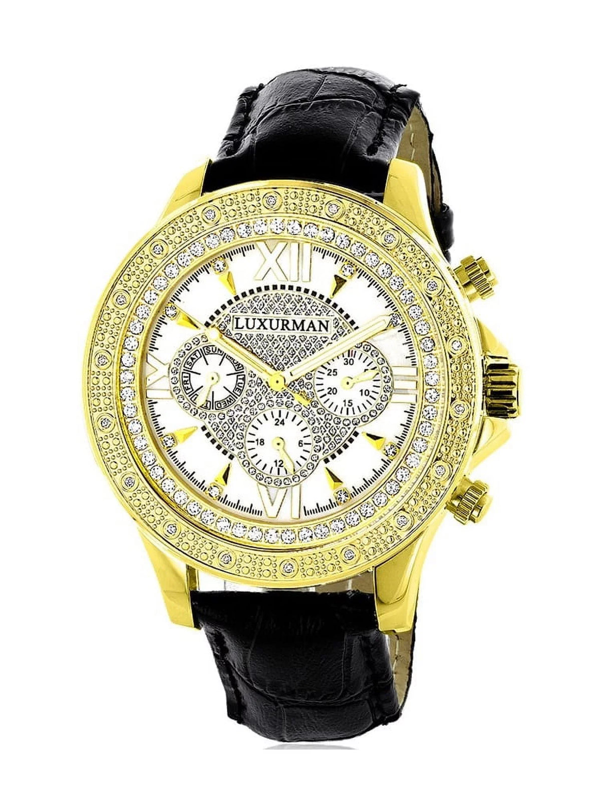 Men's Diamond Black Watch with Two Extra Leather Straps