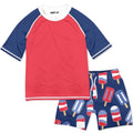 Millie Loves Lily Male Red Popsicles Short-Sleeve Rashguard Swimsuit Set  50, Size 2T-10