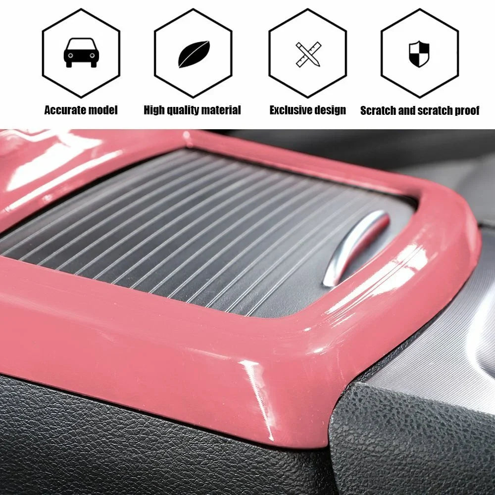 Teledu Inner Central Console Cup Holder Panel Trim Cover + Pink