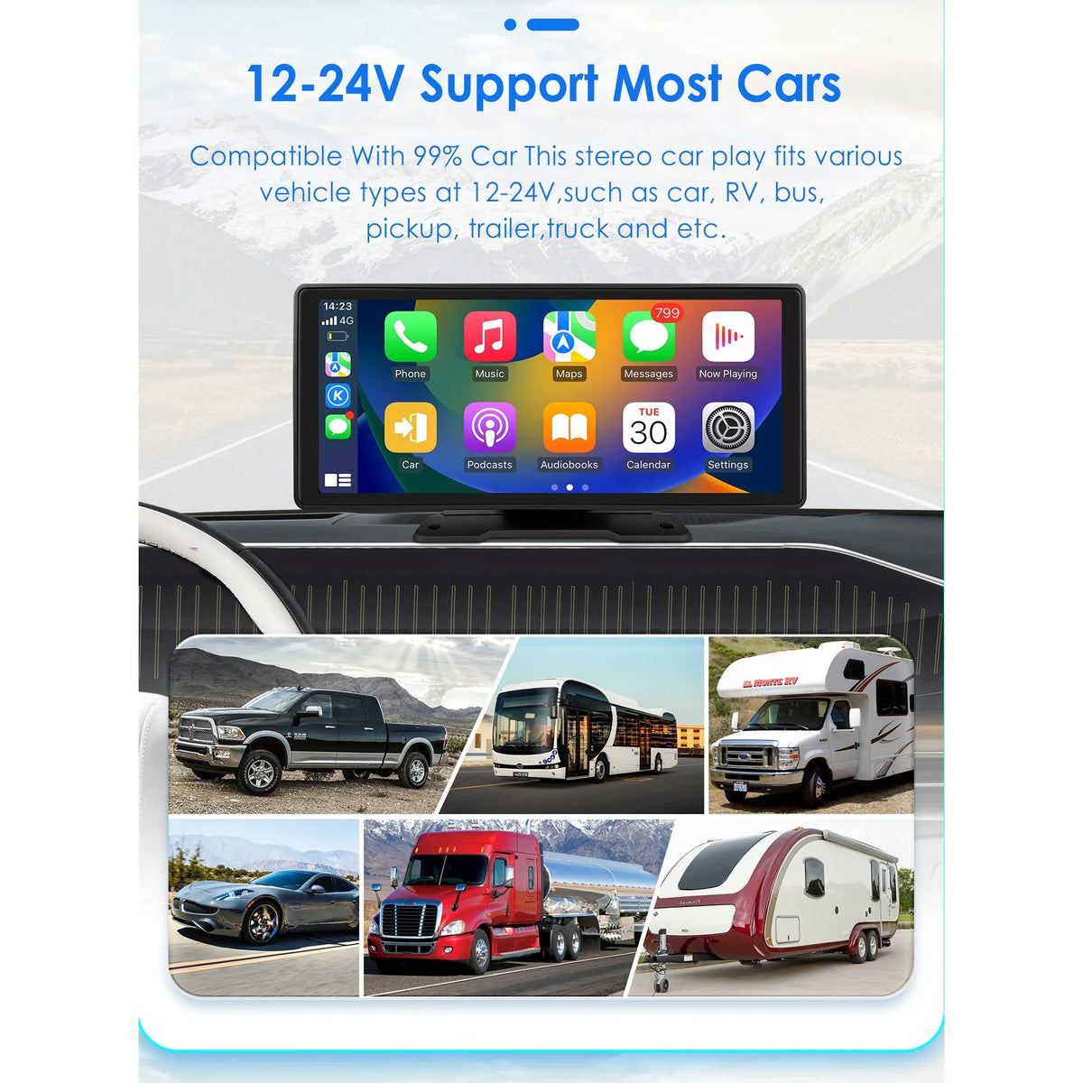 Android Auto Wireless Apple Carplay 360° Adjustable 10.26 Inch Touchscreen Car Radio Stereo Head Unit Bluetooth  Navigation Player With Backup Camera