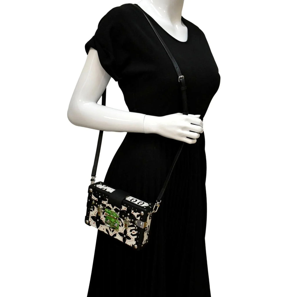 Pre-owned   Petite Malle Graphic Print Leather Crossbody Bag Black/Multicolor