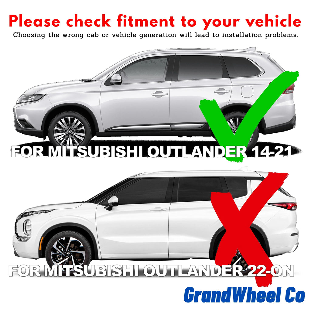 GrandWheel Co Smoke Tinted Tape-On Side Window Vent Visor Deflectors Rain Guards Compatible with Mitsubishi Outlander 2014-2021 - 4pcs. GW0389