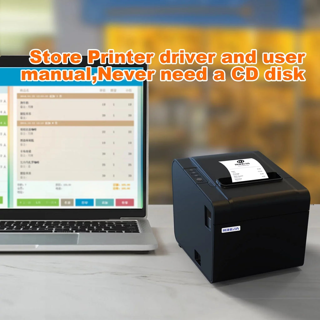 Printer, 80mm  Thermal Receipt Printer, Restaurant Kitchen Printer with Auto Cutter Support Cash Drawer, Serial Ethernet Interface Optional for Windows/Mac/Linux (RP326)