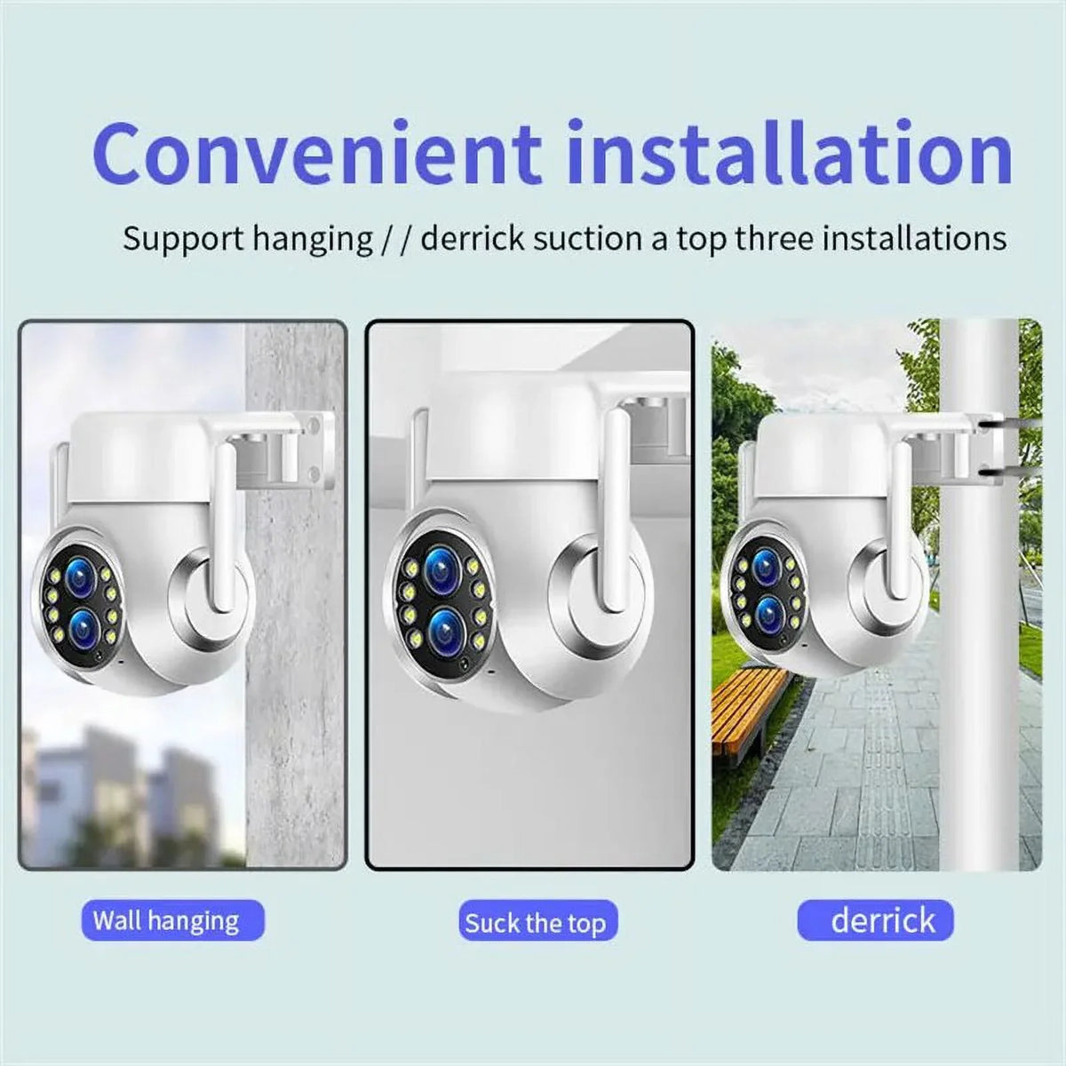 15x Zoom Outdoor Wireless Camera WiFi Surveillance Cameras 1080P Dual Lens Color Night Vision Audio Intercom  Security