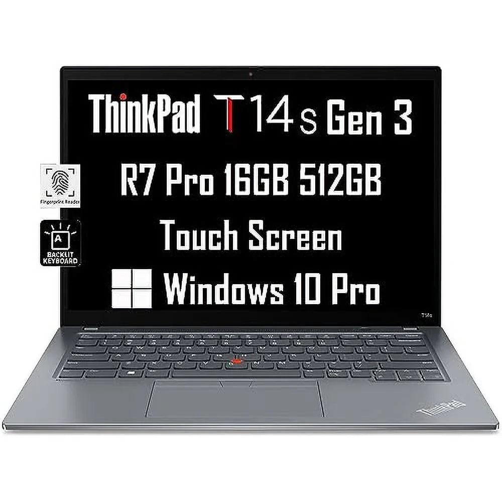Lenovo ThinkPad T14s Gen 3 14" + Touchscreen ( Ryzen 7 Pro 6850U, 16GB , 512GB , (8-Core Beat i7-1185G7)) Business Laptop, Backlit, Fingerprint,  Webcam, 3-Yr , Win 10 / 11 Pro