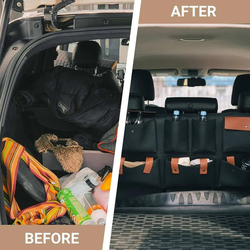 Hanging Car  Trunk Organizer Black Brown Eco Leather Owleys Storage Accessories With Pockets Waterproof