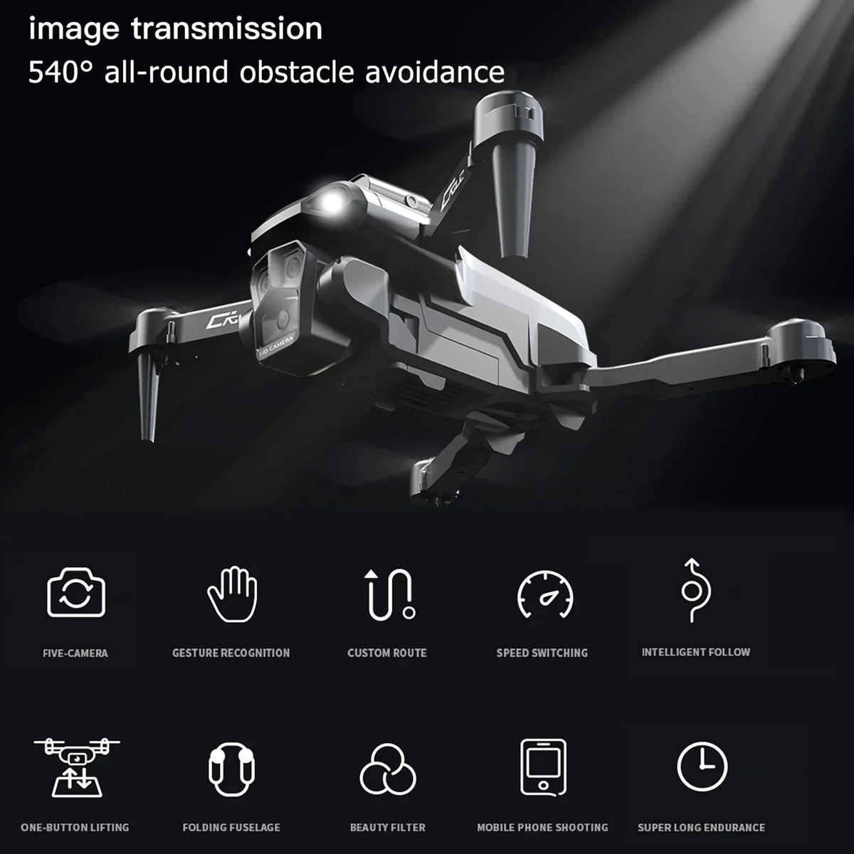 Meterk Remote Control with Camera 4K 3 Front Camera 2 Bottom Camera Obstacle Avoidance 5GWiFi  Storage Bag Package Trajectory Flight Gesture Photography Follow Flight 3 Battery