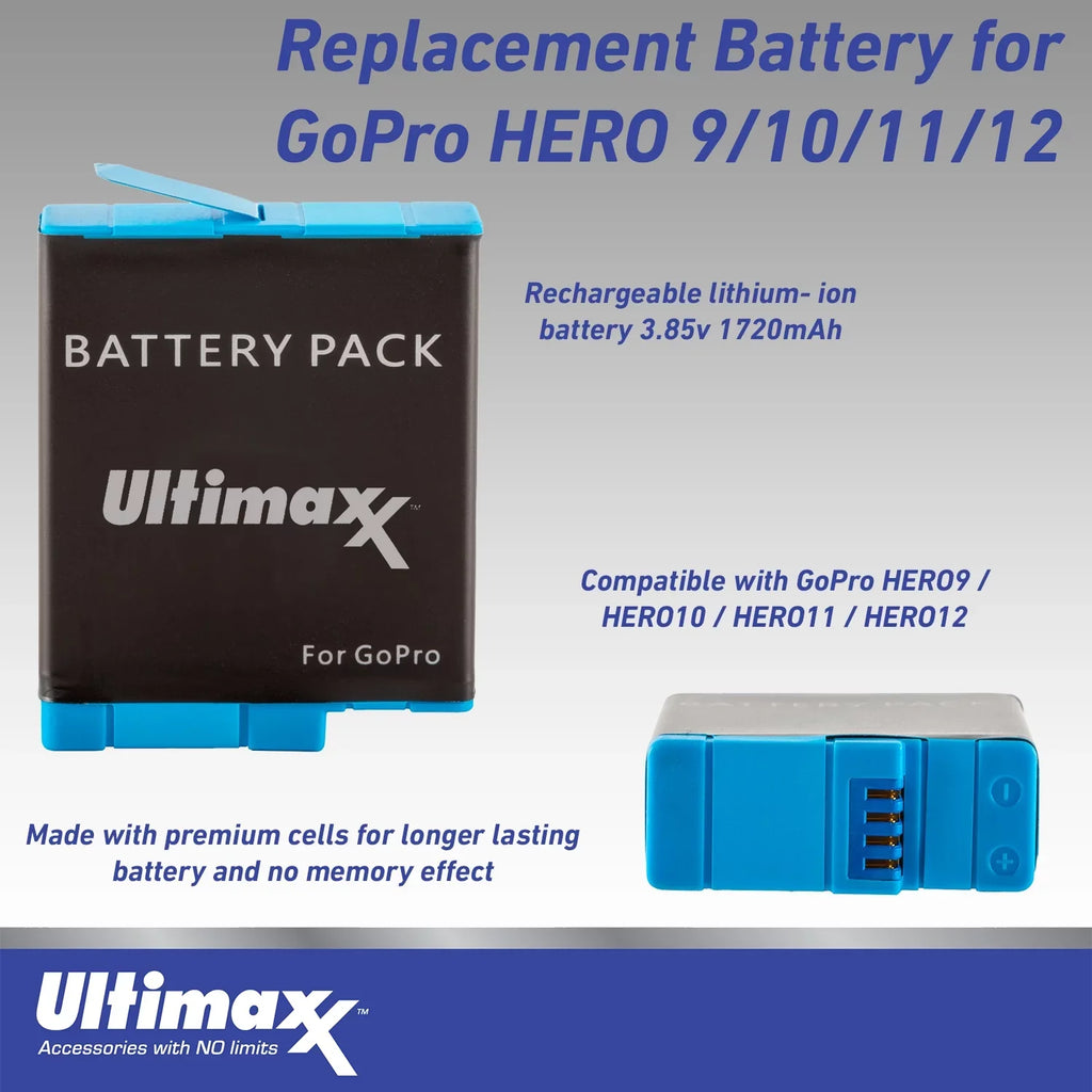 Ultimaxx Premium GoPro Hero 12 Bundle - Includes: 64GB Extreme microSD Memory Card, Replacement Battery, 40M Underwater  Light & Much More (30pc Bundle)