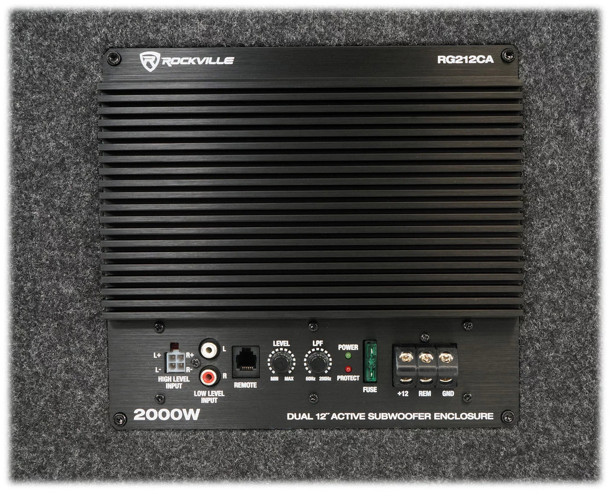 Rockville RG212CA 2000w Dual 12 inches Vented Powered Car Subwoofer Enclosure+Amp Kit