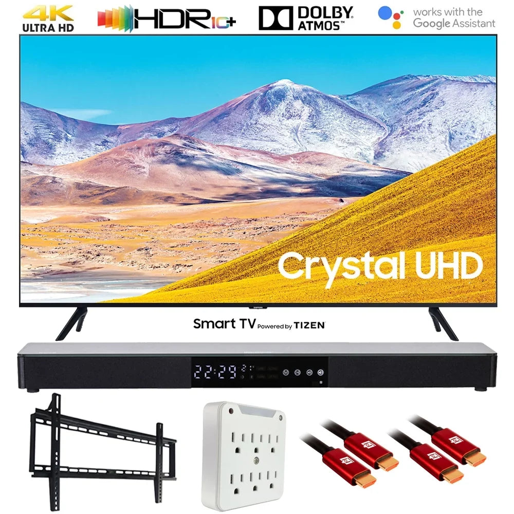 Samsung UN85TU8000 85" TU8000 4K Ultra  Smart   (2020 Model) with Deco Gear Home Theater Soundbar, Wall Mount Accessory Kit and  Cable Bundle (UN85TU8000FXZA 85TU8000 85 Inch )