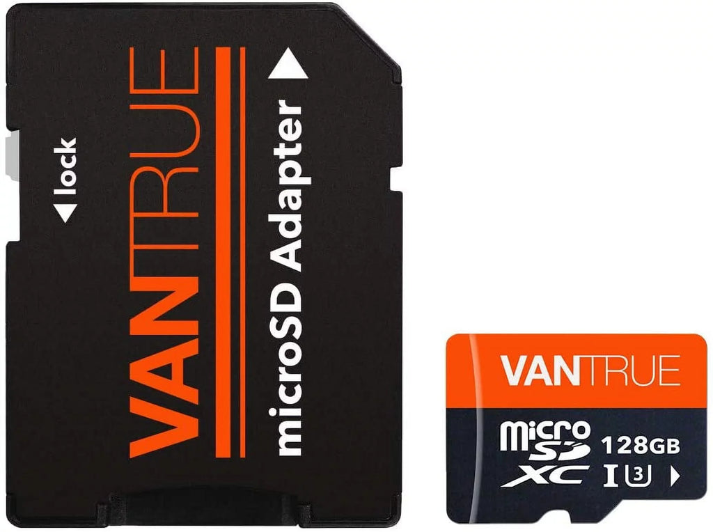 Vantrue 128GB U3 V30 Class 10 MicroSDXC -I 4K  Video Monitoring Memory Card with Adapter for Dash Cams, Body Cams, Action Camera, Other Surveillance & Security Cams