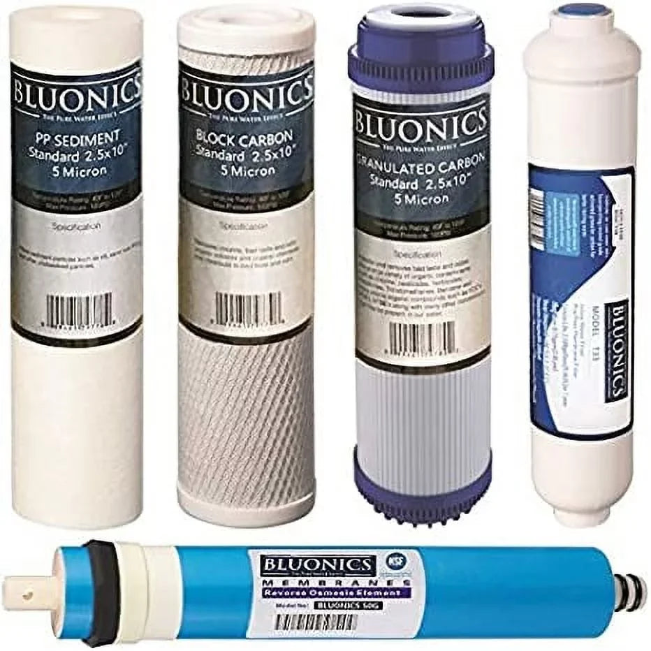 Reverse Osmosis Replacement Filter Set  Cartridges 5 pcs w/ 50  Membrane