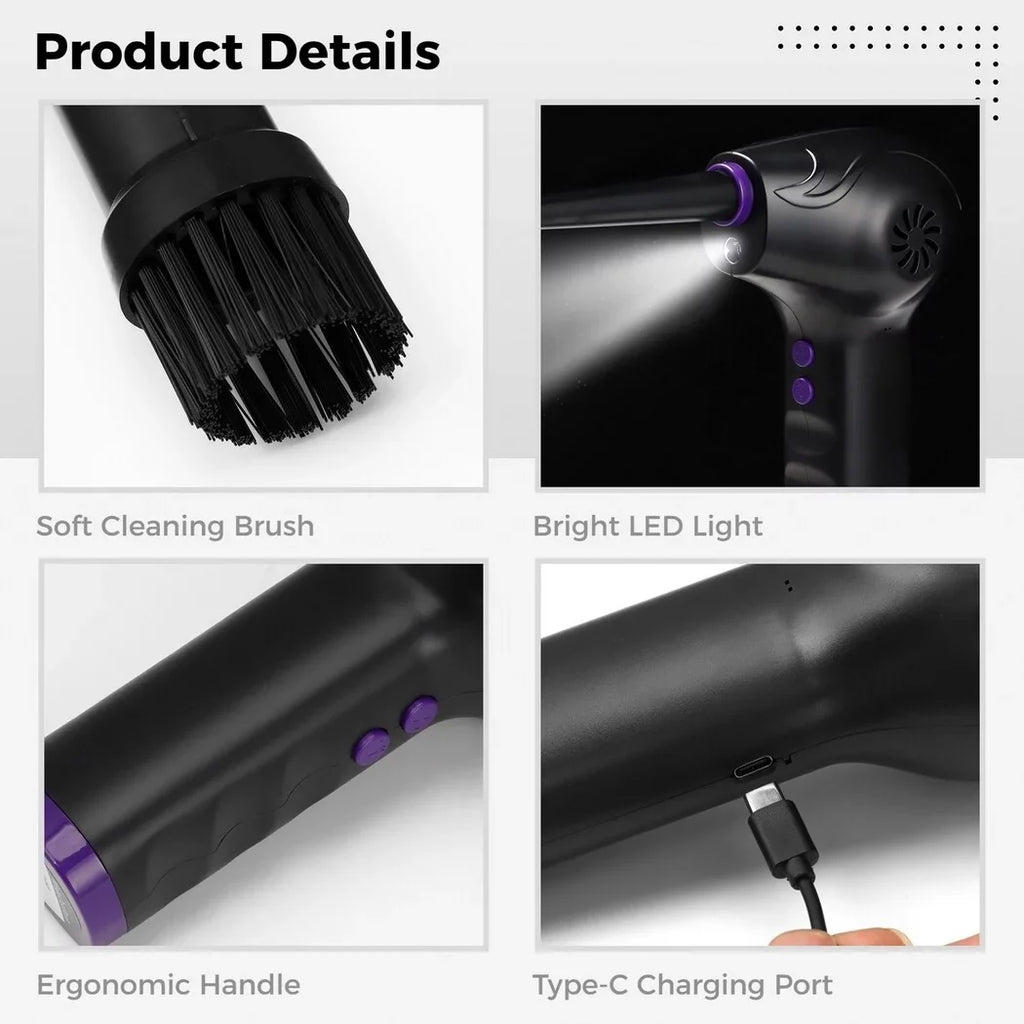 Electric Air Duster, 50000  Strong Power Motor Dust Blower, Compressed Air Duster with 5 Nozzle Tubes, 2-Speed Electric Dust Remover with  Light for Computer Keyboards