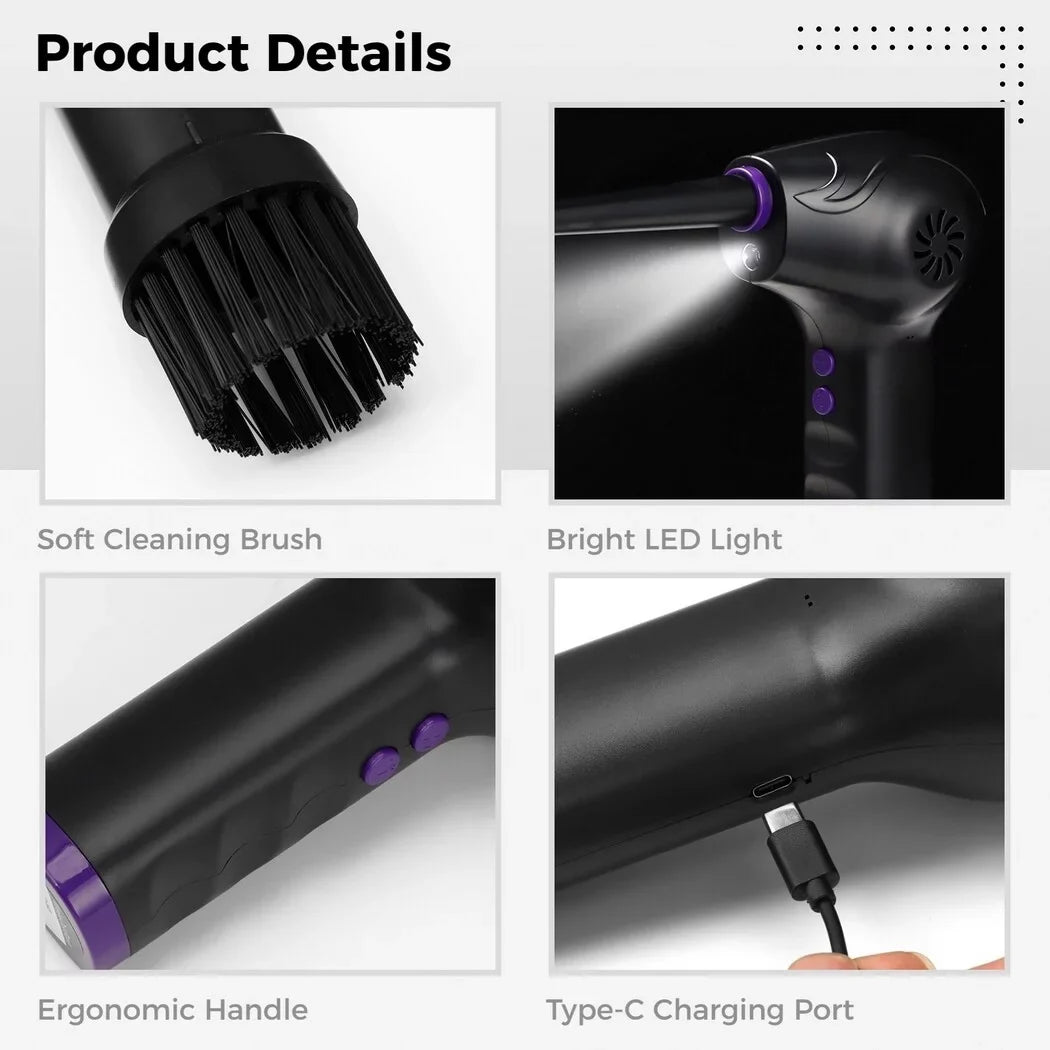 Electric Air Duster, 50000  Strong Power Motor Dust Blower, Compressed Air Duster with 5 Nozzle Tubes, 2-Speed Electric Dust Remover with  Light for Computer Keyboards