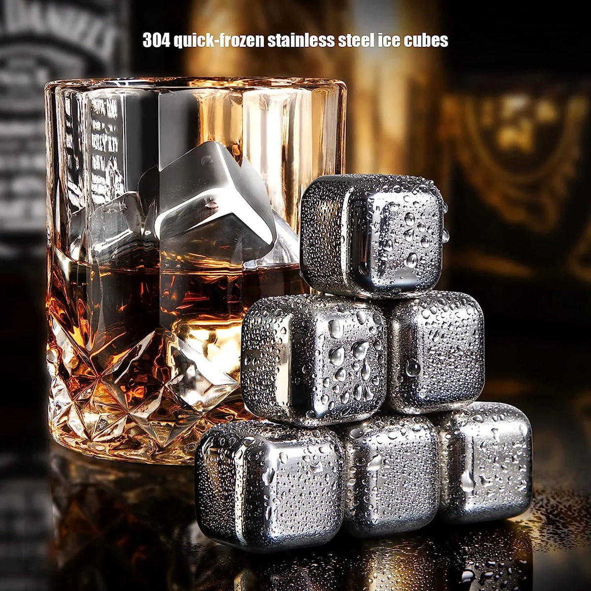 Stainless Steel Whisky Stones Metal Ice Cube Reusable Chilling Rocks Cooling for Scotch Whisky Wine Gin Tonic Drinks Party Men Women(Size:12 Pieces,Color:Square)