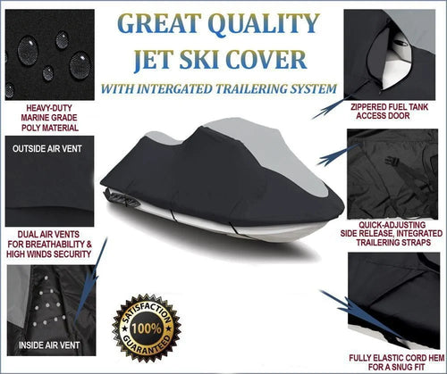 '-  600D   Cover Compatible for Sea Doo Sea-Doo Bombardier -X 255 2009-2011 Jet Ski Cover Black/Grey