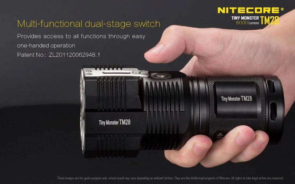 Outdoor Value Pack: Nitecore TM28 Searchlight  and  E4K Flashlight -Both can be Recharged on the go or at home