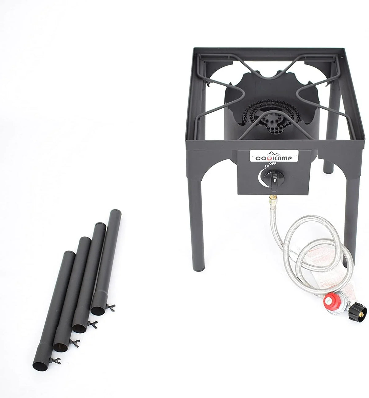 High Pressure Banjo Outdoor Camp Stove with Adjustable Height. 0-20  Adjustable Regulator and Steel Braided Hose (1-Burner)