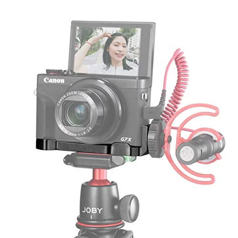 UURig G7X Mark  Vlog Camera Cold Shoe Extension Microphone Side Mount for Canon G7X Mark  Camera, 1/4" Tripod Mount, Vlogging Accessories - R016 C-G7X