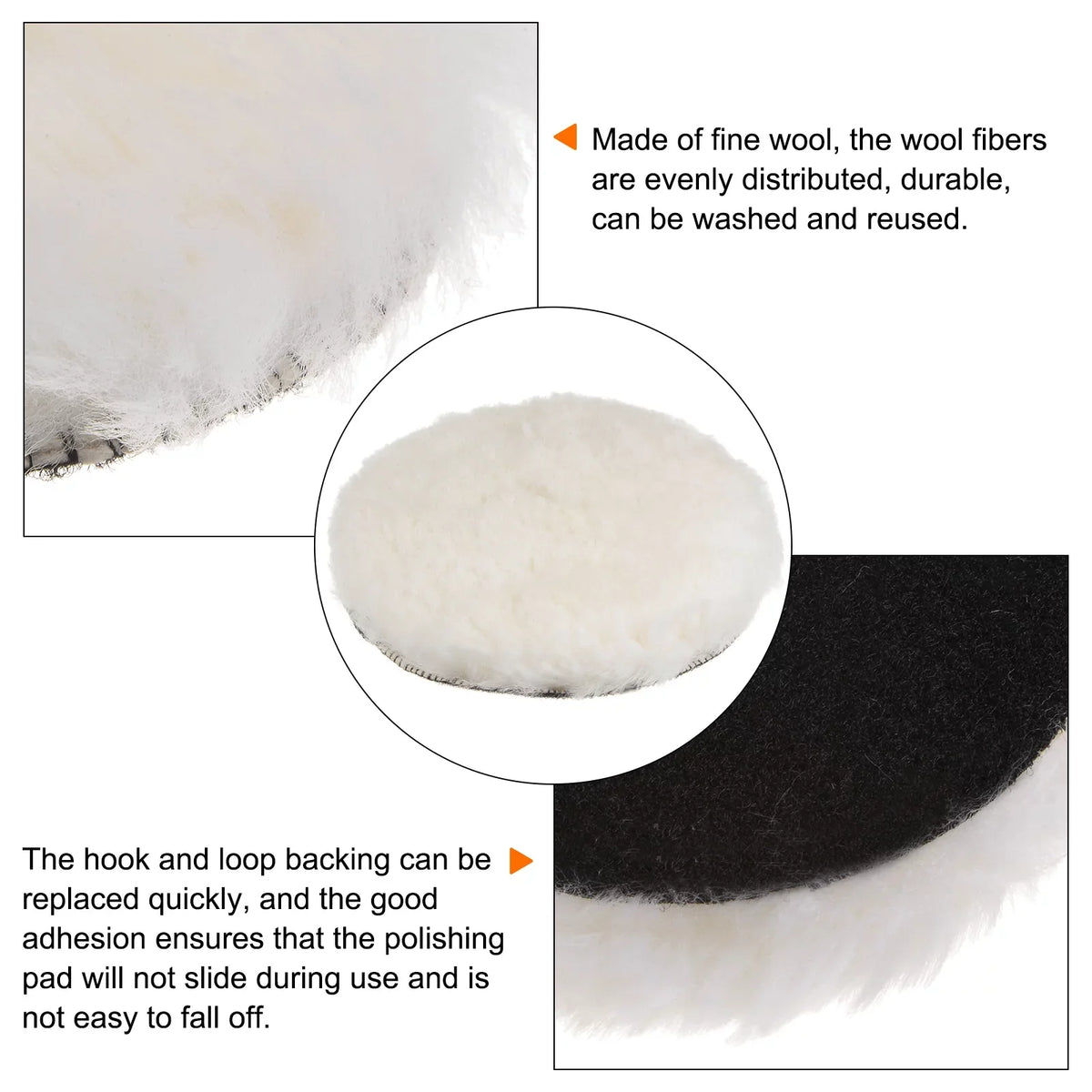 3Pack Wool Buffing Pads 7 inch Wool Polishing Pad Soft Buffing Pads Polishing Wheel with Hook and Loop