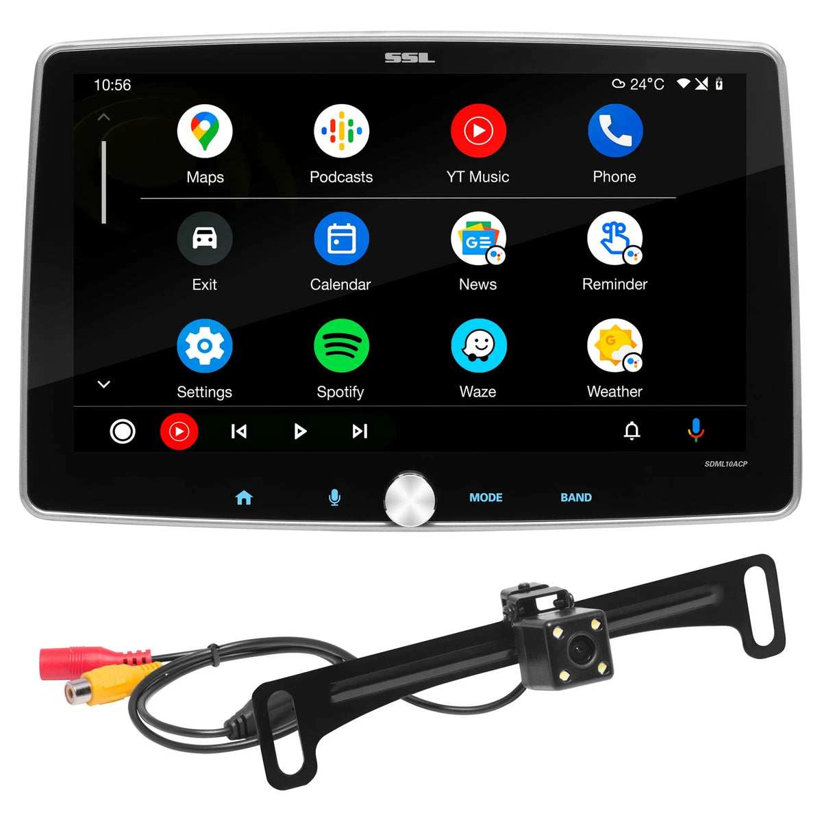 Sound Storm Laboratories SDML10ACPR Car Stereo - Apple CarPlay, Android Auto, Single Din, 10 Inch Touchscreen, Bluetooth Audio, No   Player, / Radio Receiver, Backup Camera,  Illumination