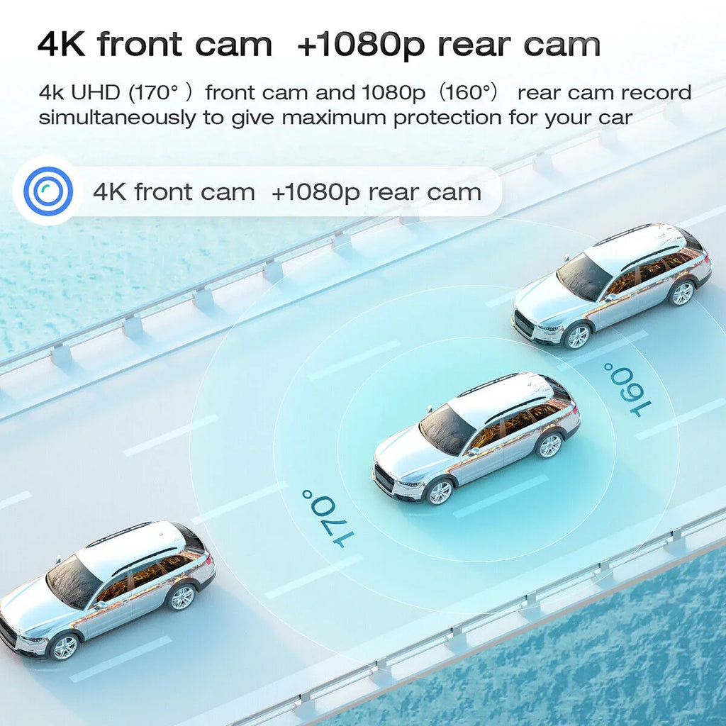 4K Mirror Dash Cam Backup Camera 12" Large Full Touch Screen Front and Rear View Camera  Waterproof Backup Car Camera 170° Wide Angle, Starlight Night Vision, Parking Monitor