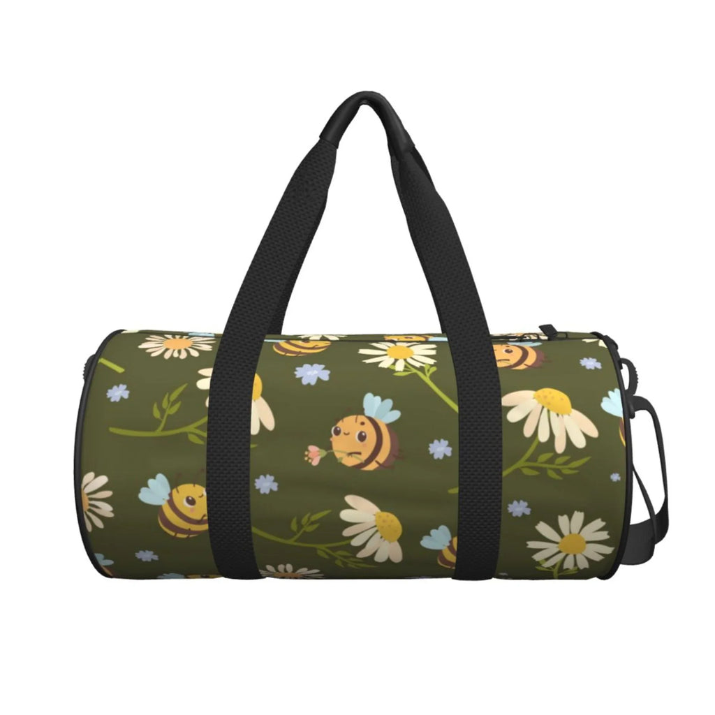 Green Daisies Bees Travel Duffle Bag, Sports Tote Gym Bag Weekenders Bags for Women Men