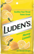 Luden's Throat Drops,Menthol Lozenge/ Oral Anesthetic Honey Lemon 30 ea (Pack of 6)
