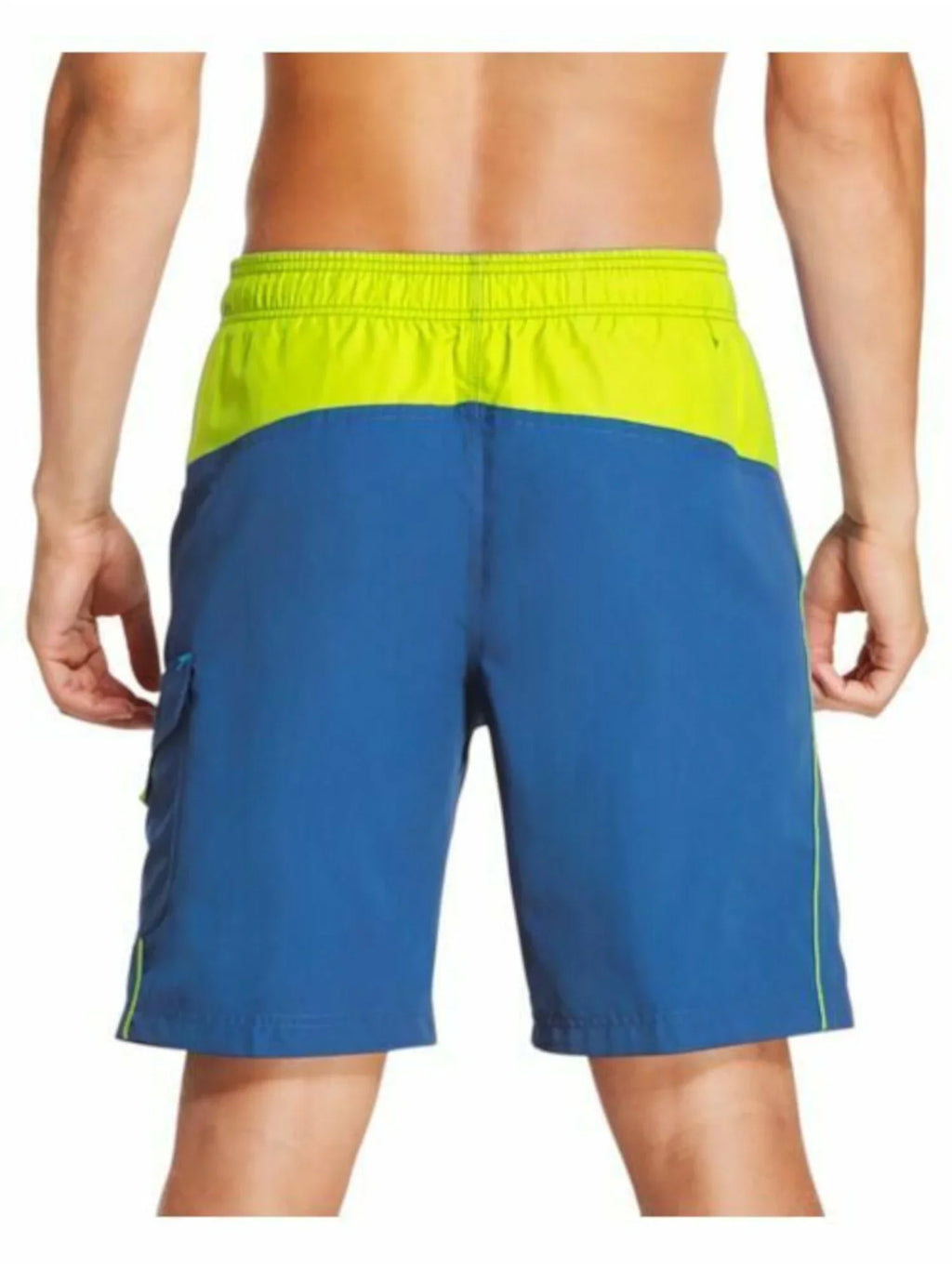 Mens Swimwear Blue Color Block Shorts S