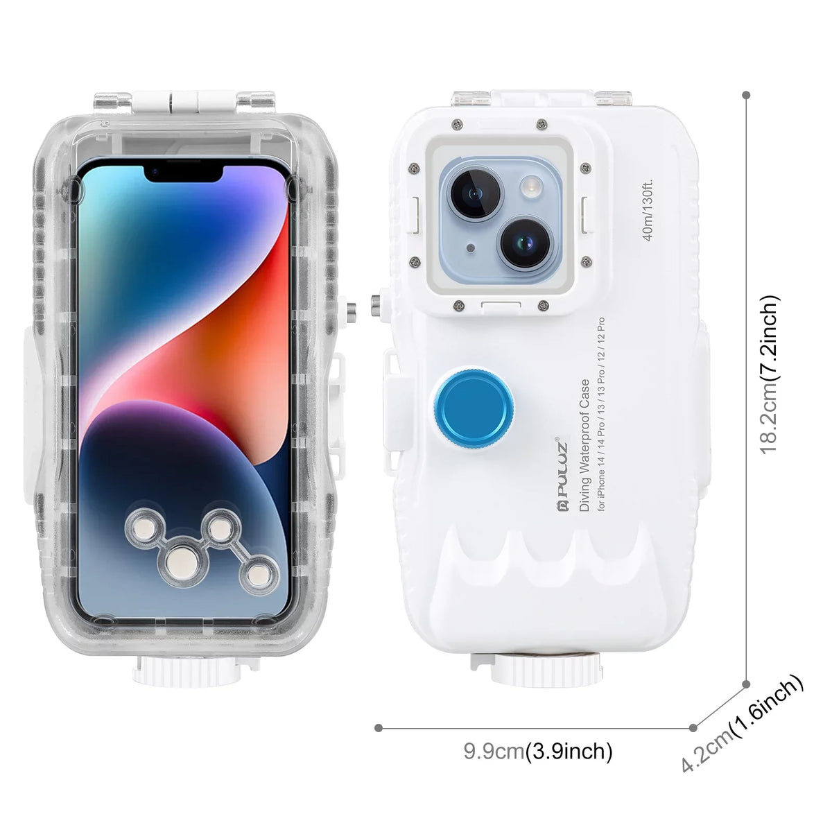 40M131ft Waterproof Phone Case Diving Case Smartphone Underwater Housing Protective Case with Red Filter Neck Strap Cleaning Cloth Replacement for 14/ 14 / 13/ 13 / 12/ 12 P