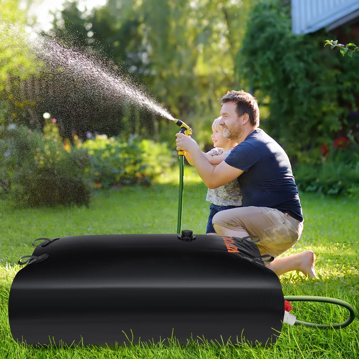 Portable Water Storage Bladder Rainwater Bag,143 Gallon Large Capacity Water Storage Containers,1000D  Water Bladder Including Spigots and Overflow Kit,Water Tank