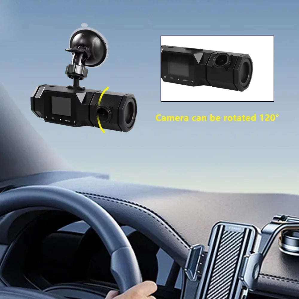 Dual Dash Cam 1080P Front and Cabin Car Dashboard Camera with  Night Vision, 2 Channel Driving Recorder Motion Detection, Parking Monitoring, Accident Locked, Loop Recording, 1.5in