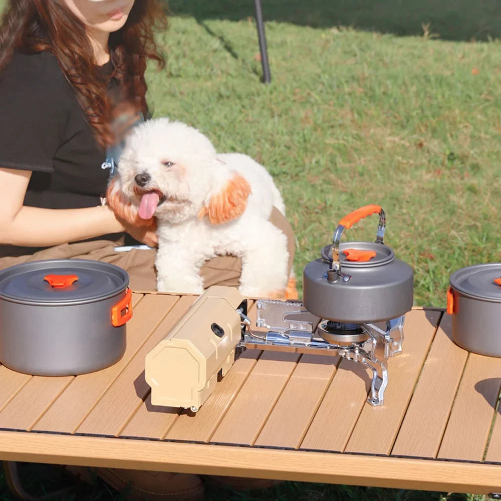 Nebublu Camping Cassette Stove - Portable Folding Butane Stove 2600W - Electronic Ignition, Carrying Bag - Great for Cooking Camping Pincnic Backpacking Hiking