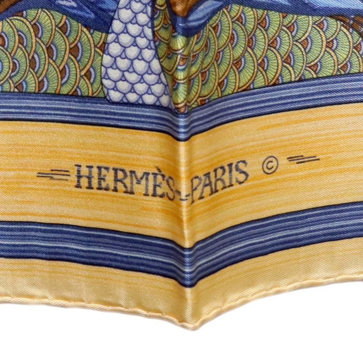 Pre-Owned  / Hermes Carre 90 duck pond scarf 100% silk muffler (Good)